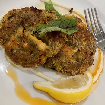 The Reef - LOUISIANA SHRIMP CAKES - baby spinach, lemon aioli, chili oil - Seafood Near Me - Newport, Rhode Island The Reef - LOUISIANA SHRIMP CAKES - baby spinach, lemon aioli, chili oil - Seafood Near Me - Newport, Rhode Island