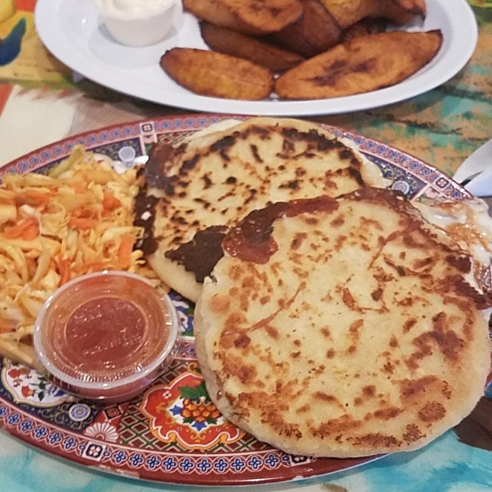 Gusto Latino - Pupusas with cheese and platanos with crema - Latin American Near Me - Henrico, Virginia Gusto Latino - Pupusas with cheese and platanos with crema - Latin American Near Me - Henrico, Virginia