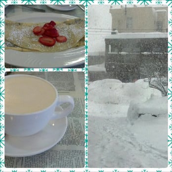 Coffeebar - Crepe with nutella, mascarpone, bananas, and strawberries. Lemon chiffon latte. Crazy snow!! - Coffee & Tea Near Me - Truckee, California Coffeebar - Crepe with nutella, mascarpone, bananas, and strawberries. Lemon chiffon latte. Crazy snow!! - Coffee & Tea Near Me - Truckee, California