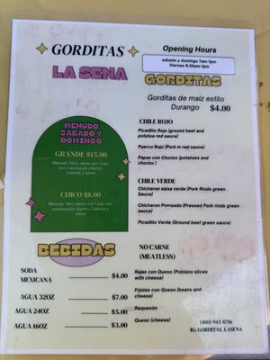 Menu photo 1 Gorditas La Sena Phoenix, AZ