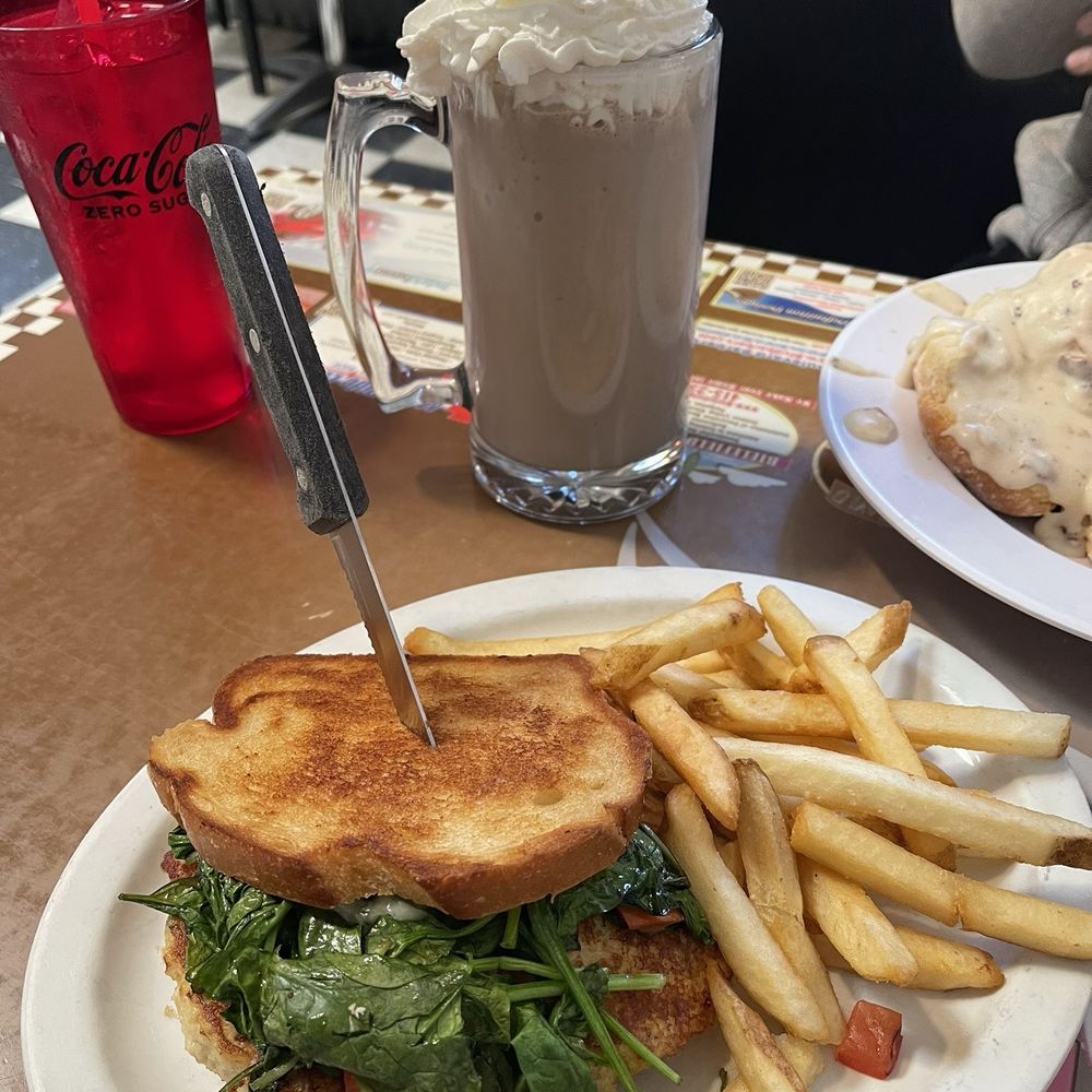 Sax's Joint - Crab cake melt w/fries - Breakfast & Brunch Near Me - Petaluma, California Sax's Joint - Crab cake melt w/fries - Breakfast & Brunch Near Me - Petaluma, California