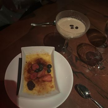 Different Pointe of View - Tahitian Vanilla Bean Crème Brûlée with fresh berries and an espresso martini - New American Near Me - Phoenix, Arizona Different Pointe of View - Tahitian Vanilla Bean Crème Brûlée with fresh berries and an espresso martini - New American Near Me - Phoenix, Arizona
