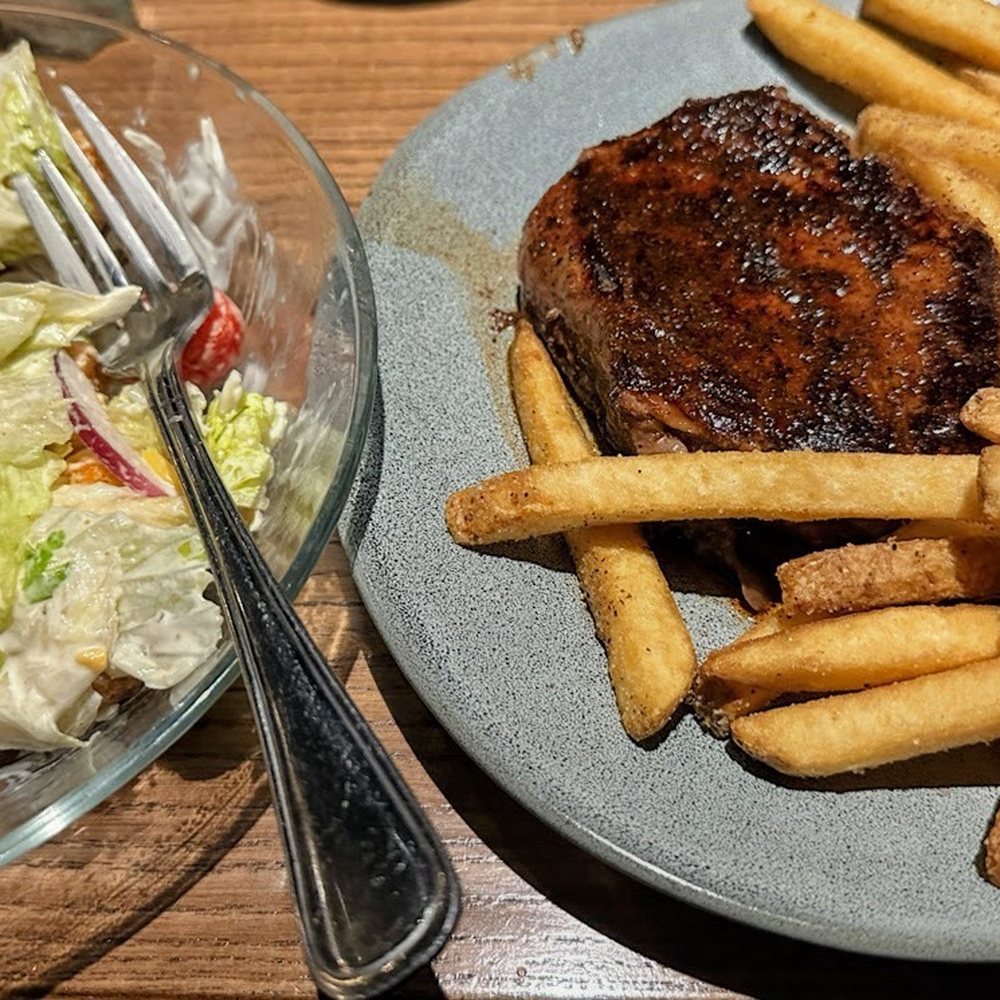Outback Steakhouse - Aussie 3- House salad, 8oz Steak, Aussie fries - Steakhouses Near Me - O'Fallon, Illinois Outback Steakhouse - Aussie 3- House salad, 8oz Steak, Aussie fries - Steakhouses Near Me - O'Fallon, Illinois
