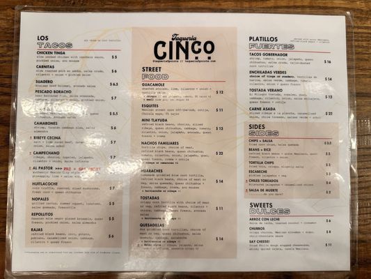 Menu photo 2 Taqueria Cinco Jacksonville, FL Menu photo 2 Taqueria Cinco Jacksonville, FL