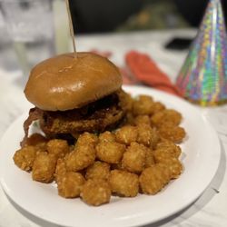 Garage Bar and Grill - Tater tots and mustang burger