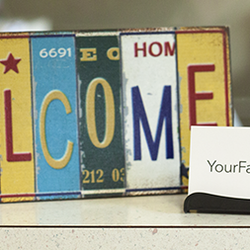 YourFamilyDoc - A welcome sign sits on the front counter.