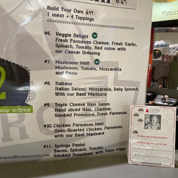 Springs Bistro - Panini menu - Cafes Near Me - Colorado Springs, Colorado Springs Bistro - Panini menu - Cafes Near Me - Colorado Springs, Colorado