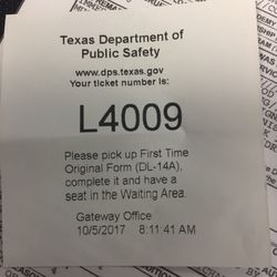 Texas Department of Public Safety - Came early and shouldn't take forever