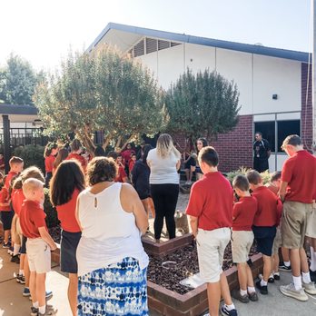 St Peter Lutheran School - St. Peter Lutheran Lodi students pray during "See You At The Pole" 2019 - Elementary Schools Near Me - Lodi, California