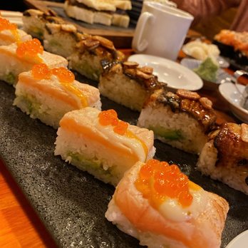 Moltan Roll Bar + Sake - Salmon oshi and unagi oshi - Japanese Near Me - Vancouver, British Columbia
