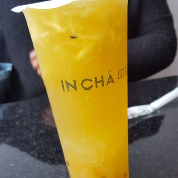 In Cha - Pineapple Passion Tea with fresh pineapple! Was very refreshing on this 85 degree day! - Bubble Tea Near Me - Brooklyn, New York