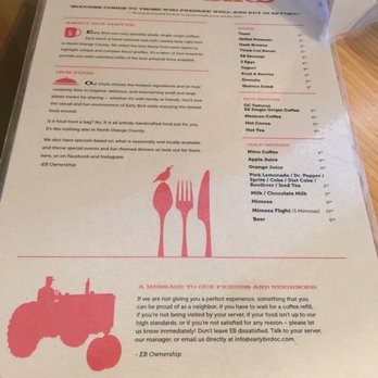 Early Bird - 06.01.18 menu - New American Near Me - Fullerton, California