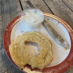 Keto bagel with cream cheese.