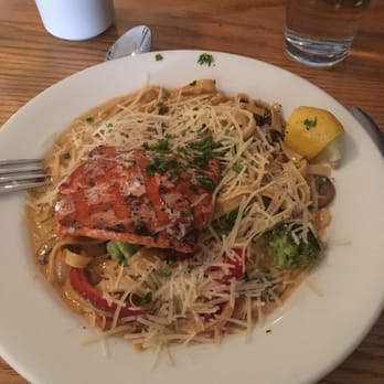Sage Creek Grille - Cajun Creamy Fettuccini with wild Sockeye Salmon atop - American Near Me - Custer, South Dakota Sage Creek Grille - Cajun Creamy Fettuccini with wild Sockeye Salmon atop - American Near Me - Custer, South Dakota