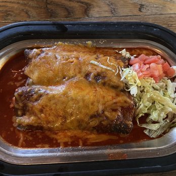 Maria's New Mexican Kitchen - Red chili on blue corn chicken enchiladas. - New Mexican Cuisine Near Me - Santa Fe, New Mexico Maria's New Mexican Kitchen - Red chili on blue corn chicken enchiladas. - New Mexican Cuisine Near Me - Santa Fe, New Mexico