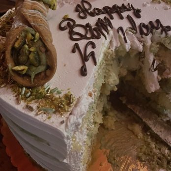 Opals Confectionery - Custom pistachio birthday cake with pistachio cannolis - Coffee & Tea Near Me - Verona, New York Opals Confectionery - Custom pistachio birthday cake with pistachio cannolis - Coffee & Tea Near Me - Verona, New York