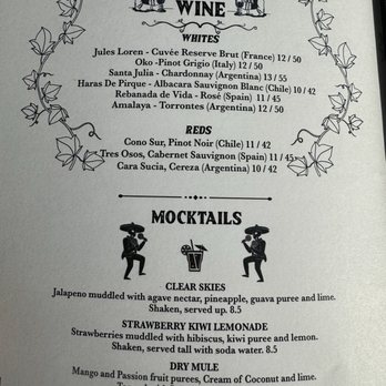 Diego's - Menu mocktail and wine - Mexican Near Me - Middletown, Rhode Island