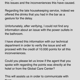 Email from Hôtel management