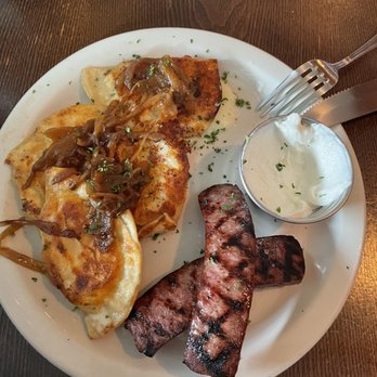 Cook and Shaker - Pierogi & kielbasa. Very good! - Comfort Food Near Me - Philadelphia, Pennsylvania