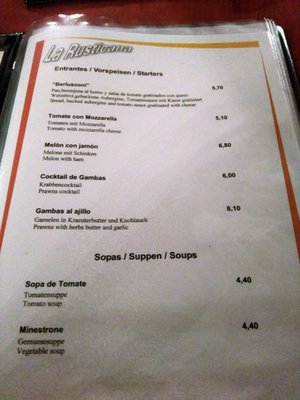 Menu photo 1 Pizzeria La Rusticana Calpe, A Menu photo 1 Pizzeria La Rusticana Calpe, A