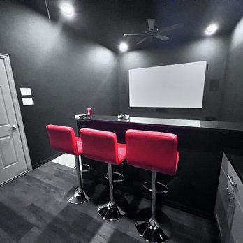 DFW Home Theater - Back half of the room is a bar area to sit and watch the game. - Home Theatre Installation Near Me DFW Home Theater - Back half of the room is a bar area to sit and watch the game. - Home Theatre Installation Near Me
