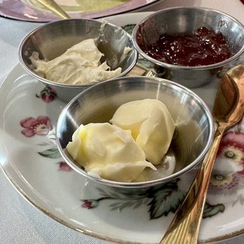 Pattea Lou's Tea Room - Scone with butter cream and jam - Tea Rooms Near Me - Keller, Texas