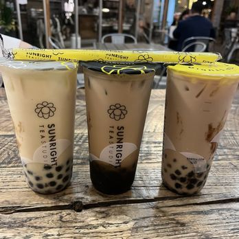 Sunright Tea Studio - Jasmine Milk Tea and Brown Sugar Tie Guan Yin Milk Tea - Bubble Tea Near Me - Costa Mesa, California