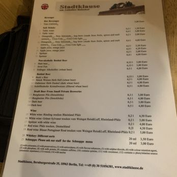 Stadtklause - Menu 1 - German Near Me - Berlin, BE