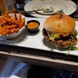 Crabby Joes Tap & Grill - Edgy Veggie Burger with sweet potato fries