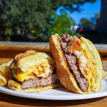 Side Street Cafe - Surf & turf cheeseburger!!! - American Near Me - Bar Harbor, Maine Side Street Cafe - Surf & turf cheeseburger!!! - American Near Me - Bar Harbor, Maine