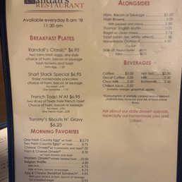 Breakfast menu Breakfast menu