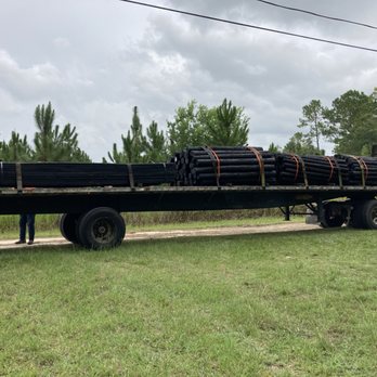Sand Hill Fence - Big shipment of Creosote posts and boards for the installation of a horse / livestock fence we will be installing this week. - Fences & Gates Near Me Sand Hill Fence - Big shipment of Creosote posts and boards for the installation of a horse / livestock fence we will be installing this week. - Fences & Gates Near Me