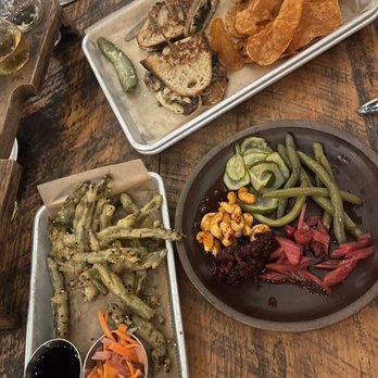 Wicked Weed Funkatorium - Mushroom melt, local pickled produce plate, and tempura green beans. - Brewpubs Near Me - Asheville, North Carolina