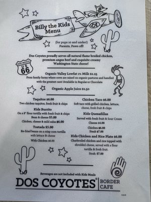 Menu photo 1 Dos Coyotes Border Cafe Folsom, CA
