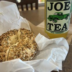 Bagel Street Cafe - Everything Bagel and Green tea