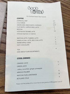 Menu photo 2 Good Thanks Cafe New York, NY Menu photo 2 Good Thanks Cafe New York, NY