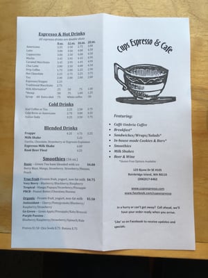 Menu photo 7 Cups Espresso & Cafe Bainbridge Island, WA