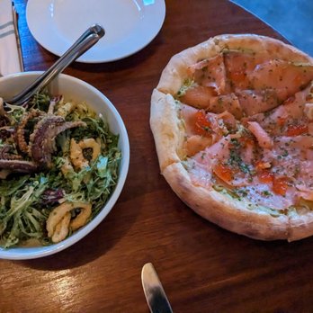 Barbuto - Calamari salad and Smoked salmon pizza - Italian Near Me - New York, New York