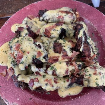 Strange Design Public House - 10 maple glazed wings with a Hollandaise sauce with bacon - Chicken Wings Near Me - Geneseo, New York Strange Design Public House - 10 maple glazed wings with a Hollandaise sauce with bacon - Chicken Wings Near Me - Geneseo, New York