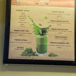 Fresh Squeezed Cafe - Juice Menu