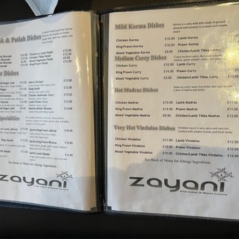 Zaynai Restaurant - Heathrow - 6/28/23 Menu - Indian Near Me - Heathrow, XGL
