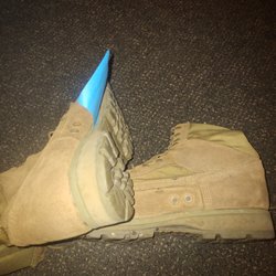 Matthew's Shoe Repair - Right boot easy to see, left shows slite separation.