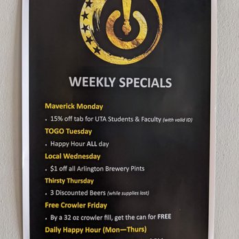 On Tap - Weekly specials - Beer Bar Near Me - Arlington, Texas On Tap - Weekly specials - Beer Bar Near Me - Arlington, Texas