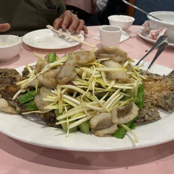 China Gourmet - Stir fried filet of fish with deep fried bone - the lightly coated deep fried carcass with crispy skin and bits is delicious - Chinese Near Me - Philadelphia, Pennsylvania China Gourmet - Stir fried filet of fish with deep fried bone - the lightly coated deep fried carcass with crispy skin and bits is delicious - Chinese Near Me - Philadelphia, Pennsylvania
