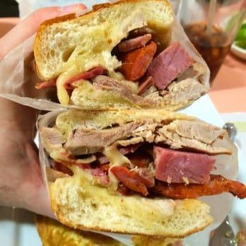 Centro Latino - The Sandwich Gallego with cheese, roast pork, sausage and Spanish prosciutto on pressed bread. Words cannot do this justice. - Cuban Near Me - New York, New Jersey