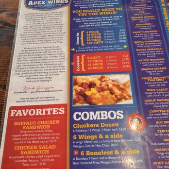 Apex Wings - Their menu - Chicken Wings Near Me - Apex, North Carolina Apex Wings - Their menu - Chicken Wings Near Me - Apex, North Carolina