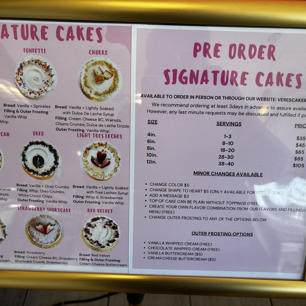 Vere’s Cakery - Menu 05/21/25 - Desserts Near Me - South Gate, California Vere’s Cakery - Menu 05/21/25 - Desserts Near Me - South Gate, California