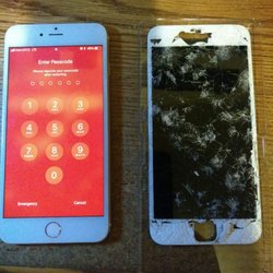 King PC Solutions - This iPhone 6 plus was actually ran over! After replacing the battery, front camera flex cable, charge port and screen it's good to go!