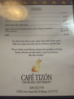 Menu photo 1 Cafe Tizon El Monte, CA