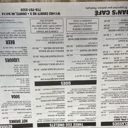 Sportsman's Café - New menu